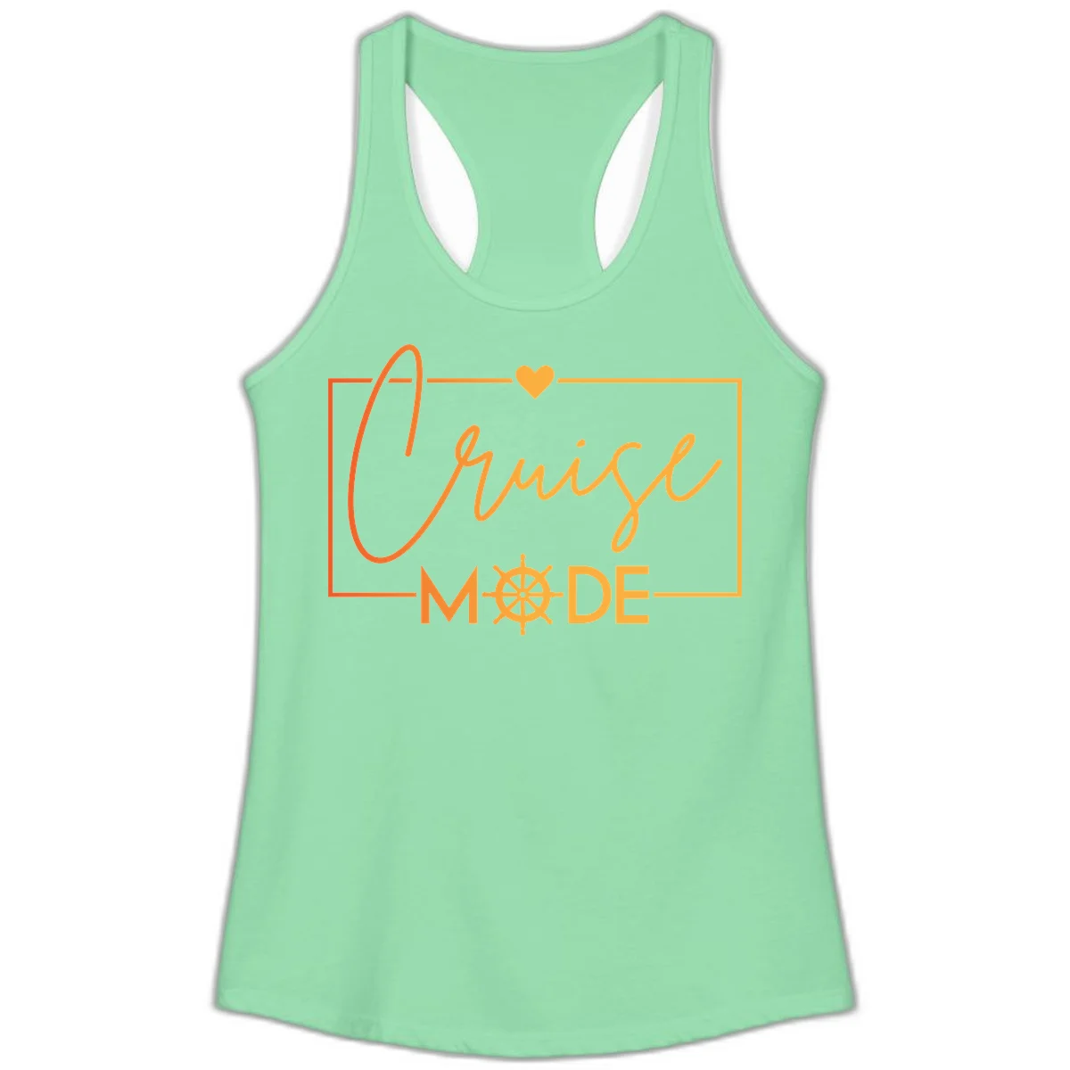 Ahoy Mode Nautical Heart Ladies Tank in Solid Mint