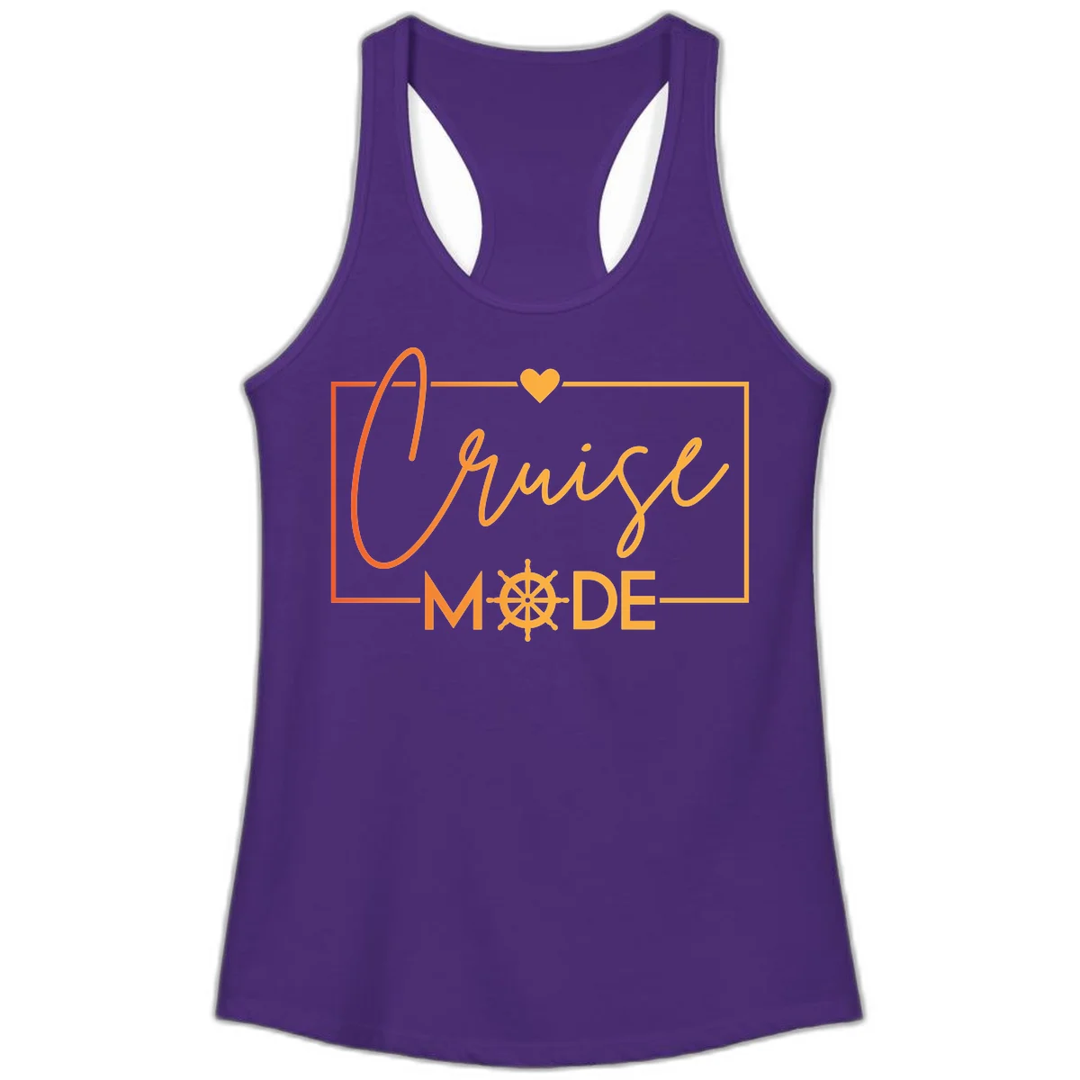 Ahoy Mode Nautical Heart Ladies Tank in Solid Purple Rush