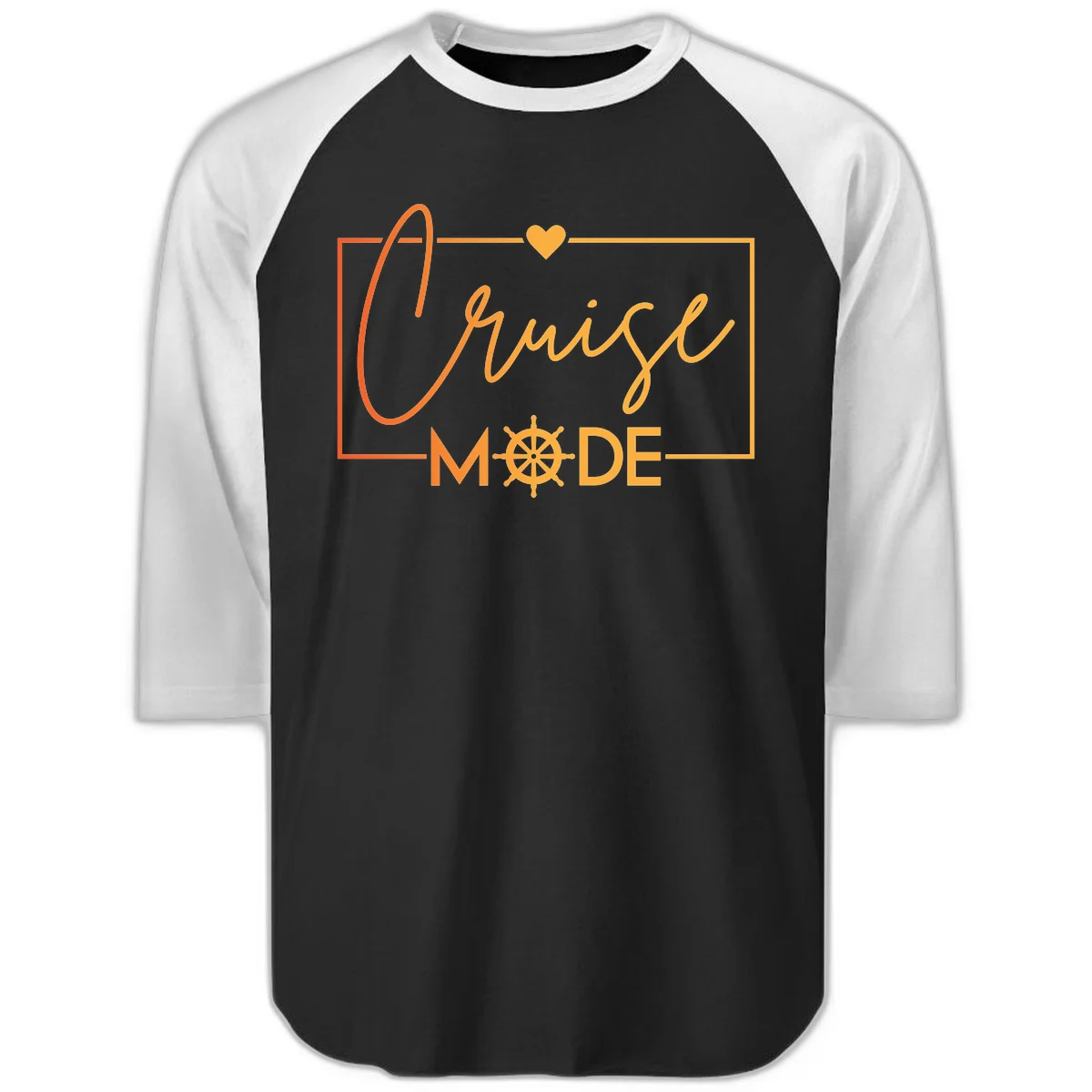 Ahoy Mode Nautical Heart Raglan 3/4 in Black White