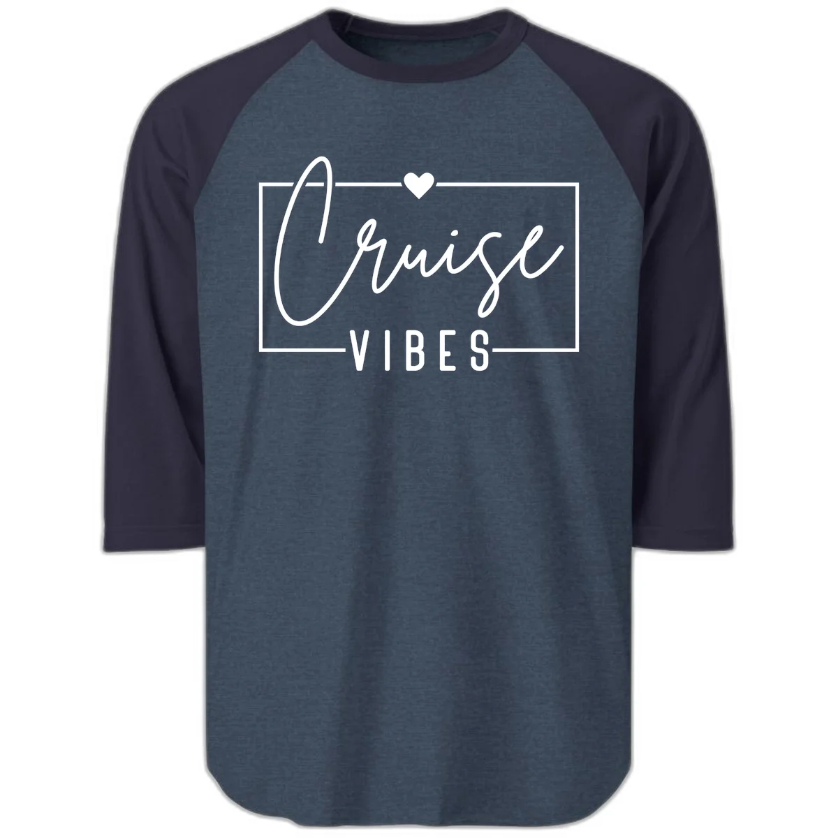 Chill Vibes Cruise Raglan 3/4 in Heather Denim Navy