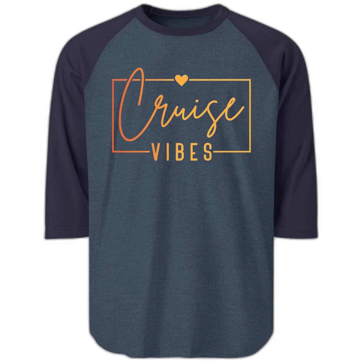 Cruise Vibes Raglan 3/4 in Heather Denim Navy