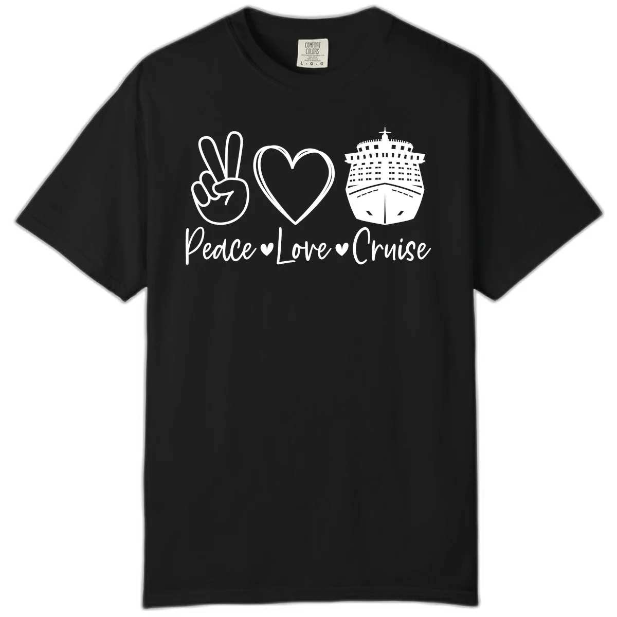 Peace Love Cruise Comfort Color Tee in Black