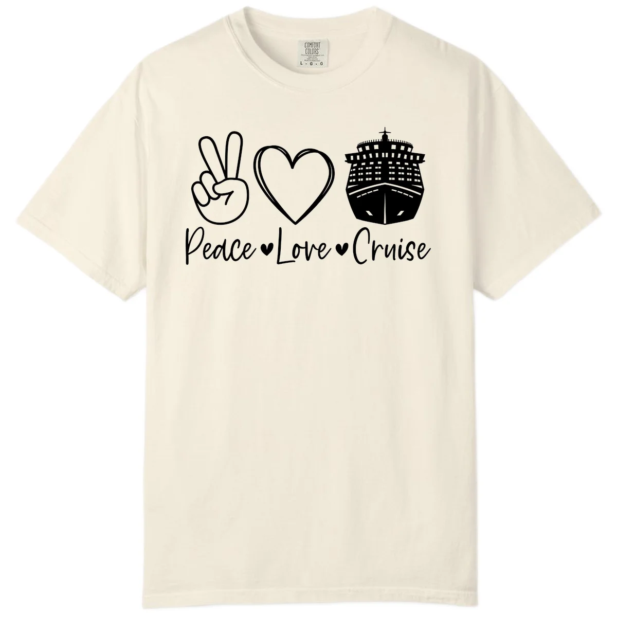 Peace Love Cruise Comfort Color Tee in Ivory