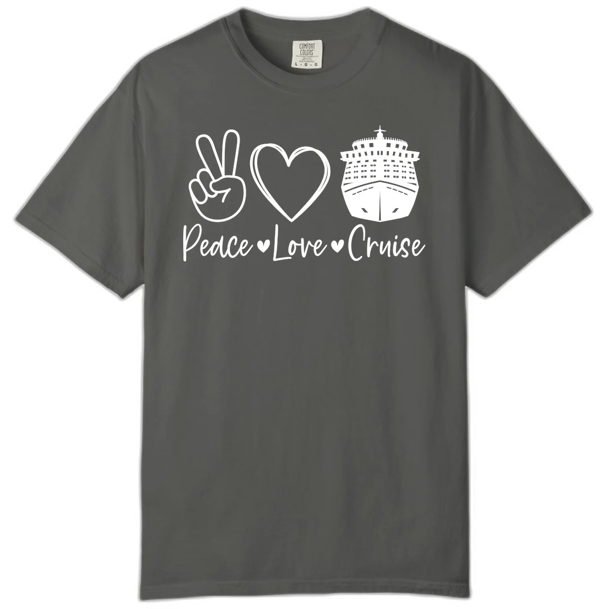 Peace Love Cruise Comfort Color Tee in Pepper