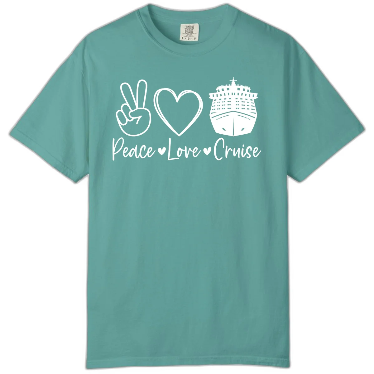Peace Love Cruise Comfort Color Tee in Seafoam