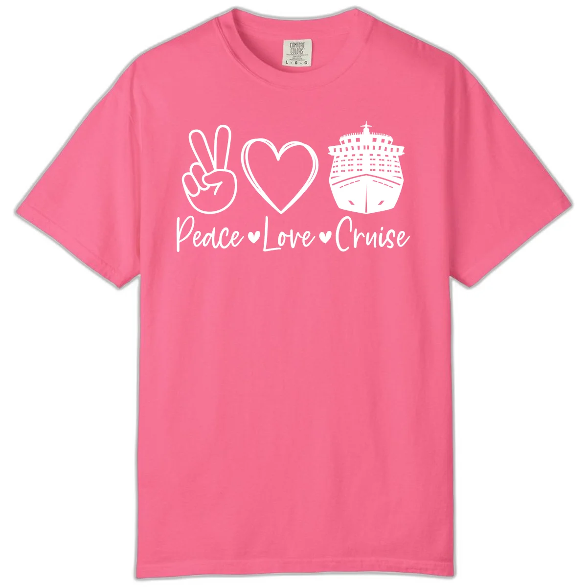 Peace Love Cruise Comfort Color Tee in Crunchberry