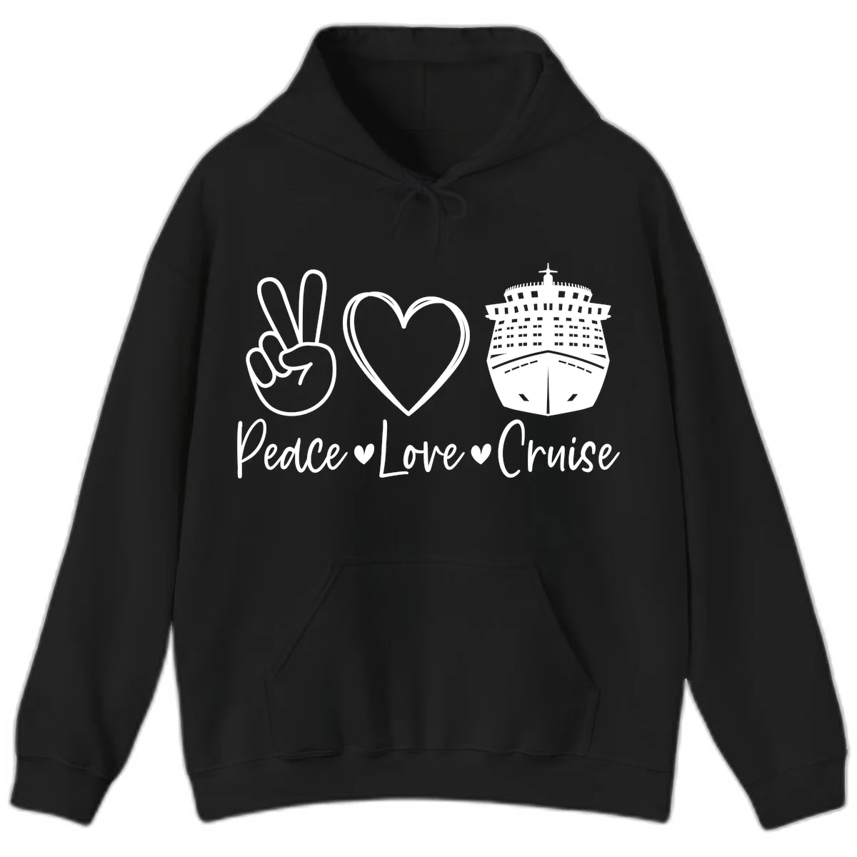 Peace Love Cruise Hoodie in Black