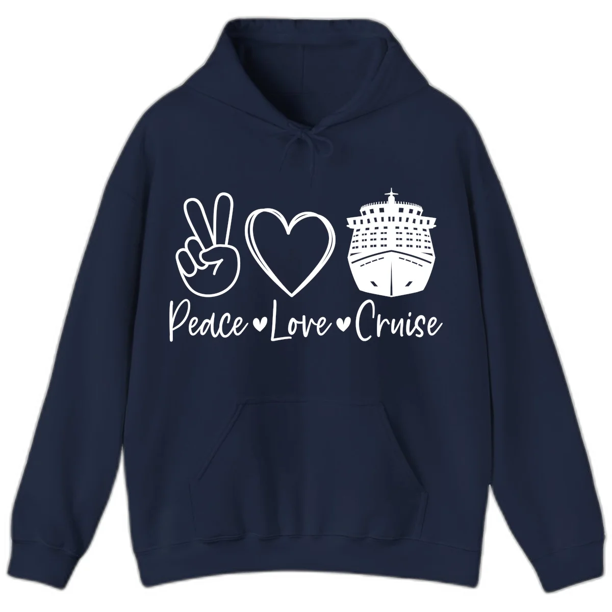 Peace Love Cruise Hoodie in Navy