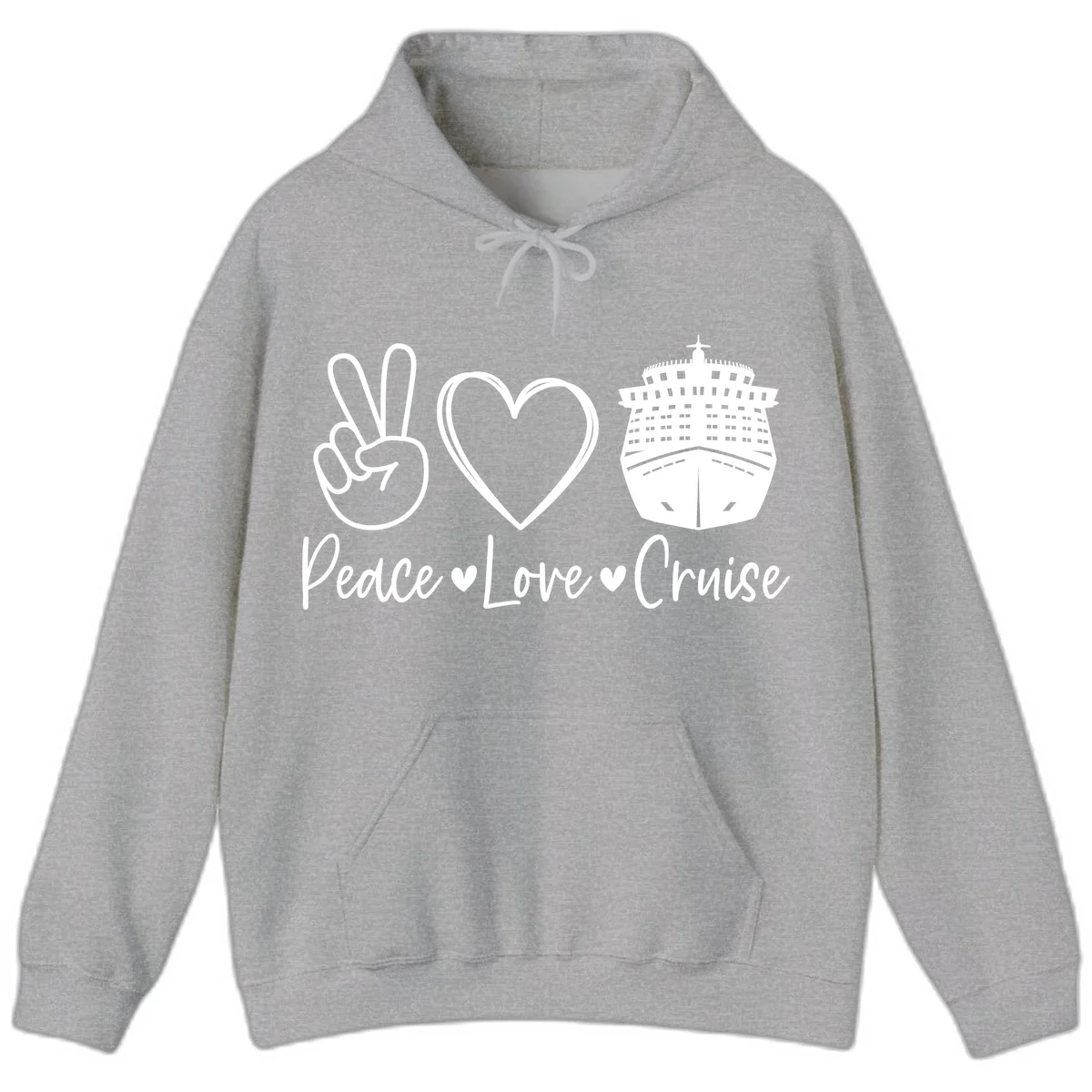 Peace Love Cruise Hoodie in Sport Grey