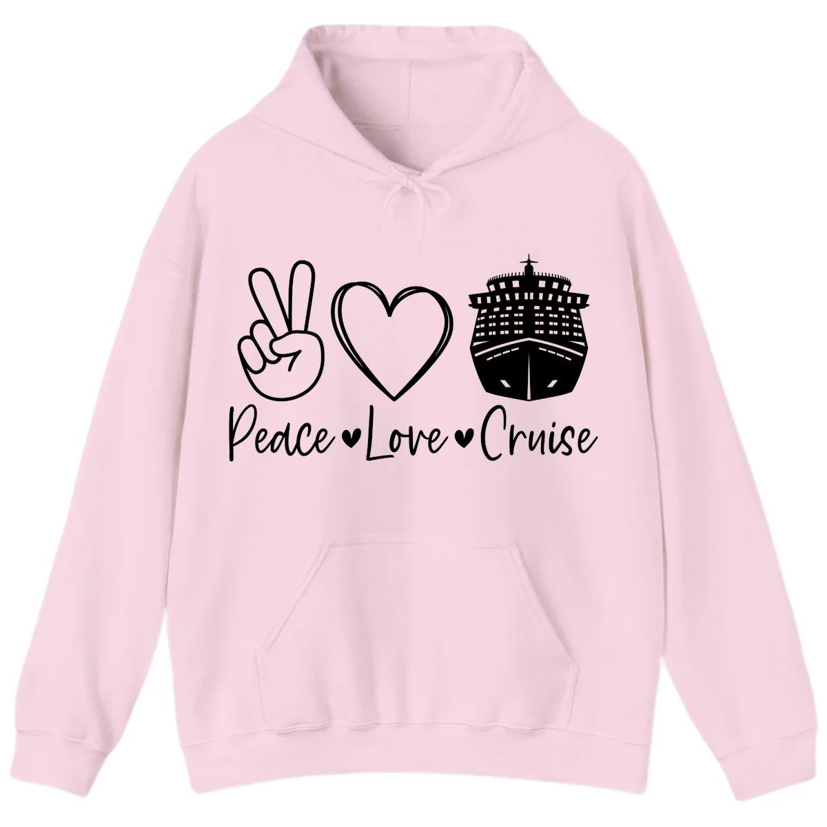 Peace Love Cruise Hoodie in Light Pink