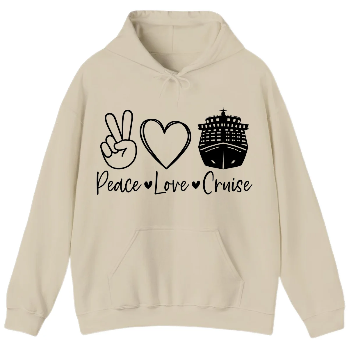 Peace Love Cruise Hoodie in Sand