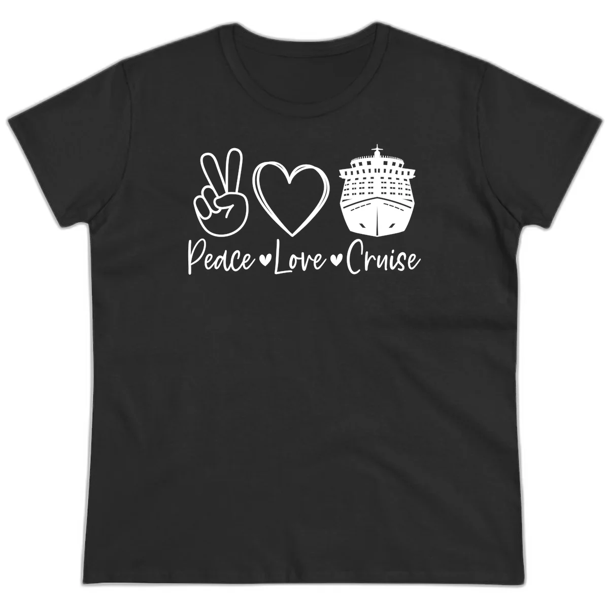 Peace Love Cruise Ladies Tee in Black