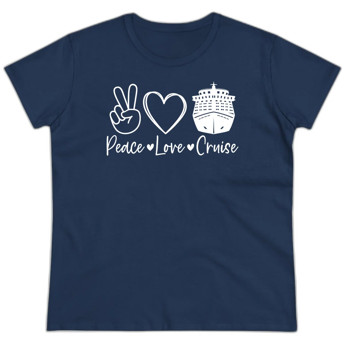 Peace Love Cruise Ladies Tee in Navy