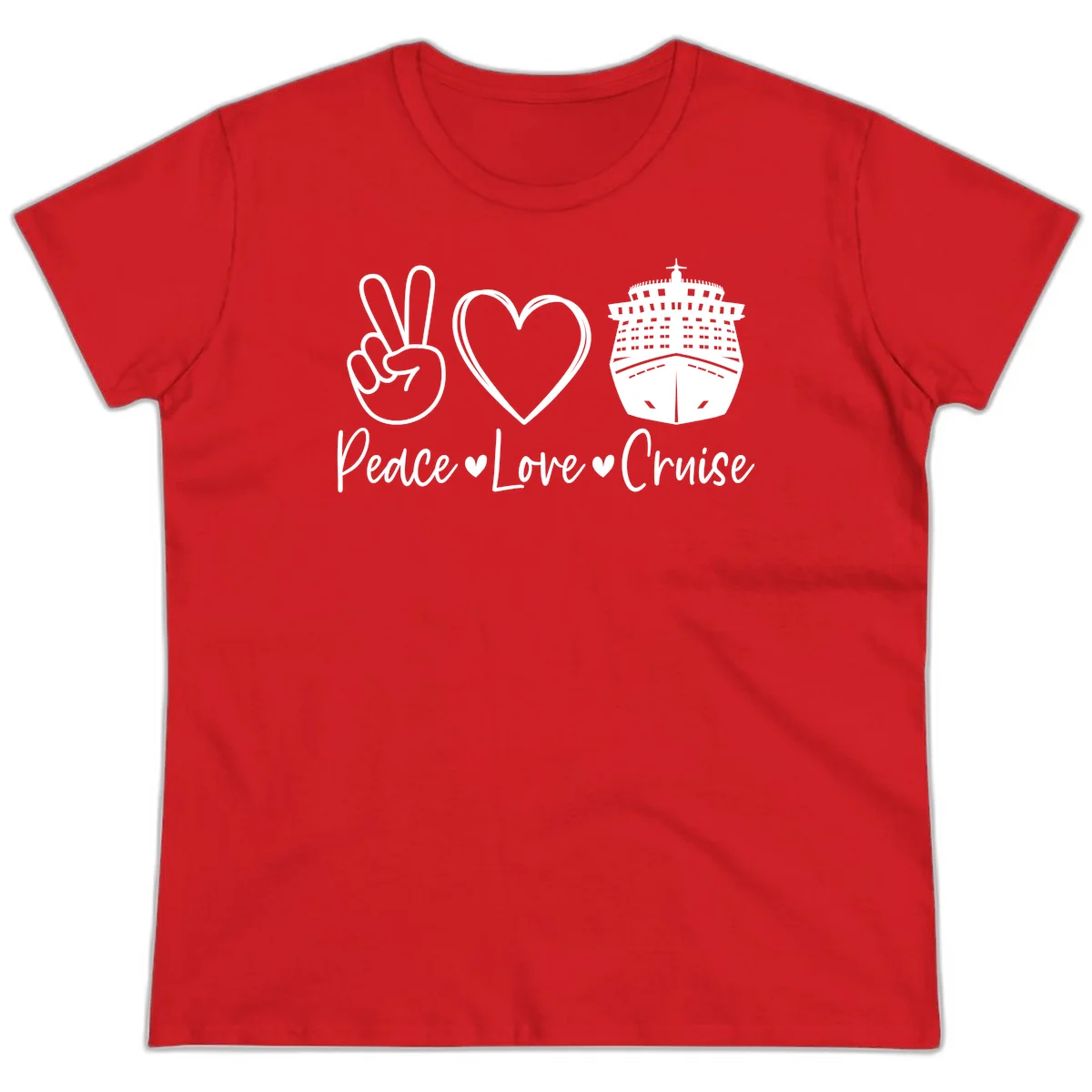 Peace Love Cruise Ladies Tee in Red