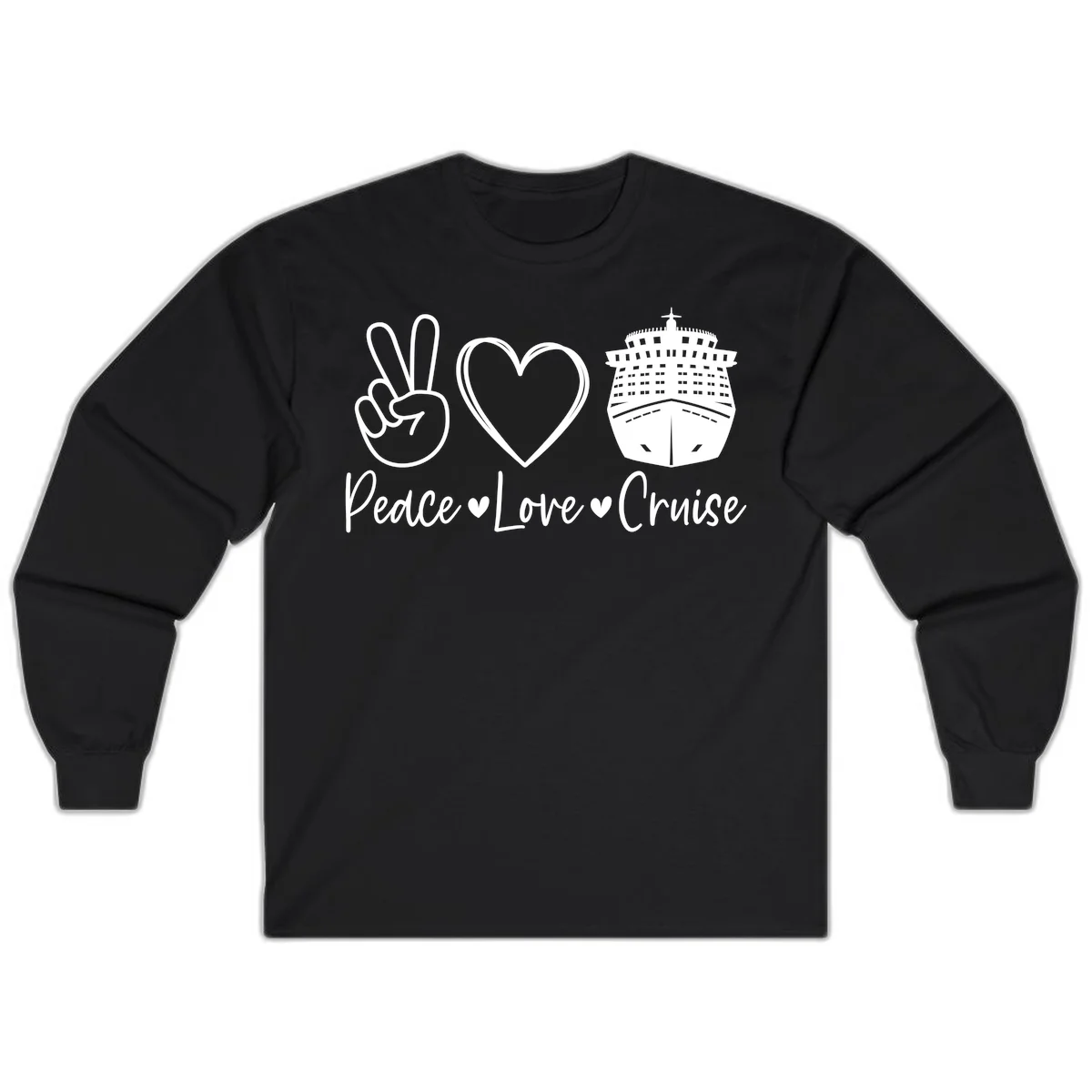 Peace Love Cruise Long Sleeve Tee in Black