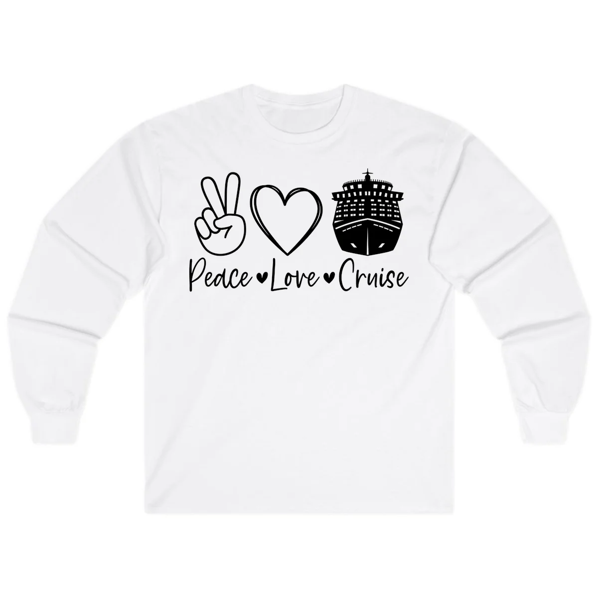 Peace Love Cruise Long Sleeve Tee in White