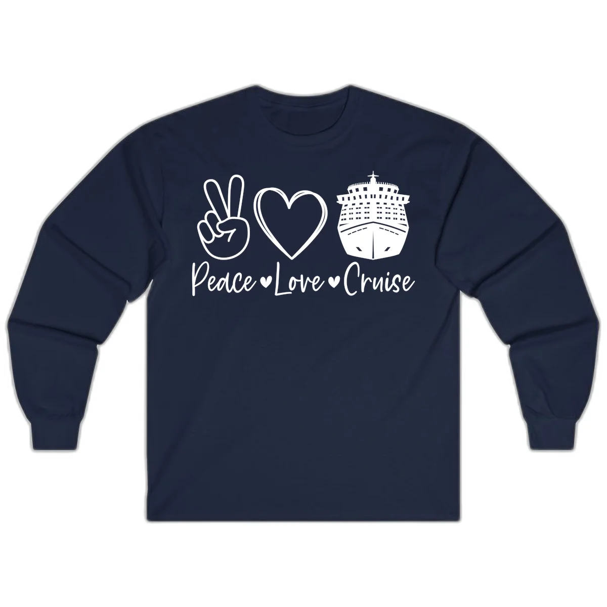 Peace Love Cruise Long Sleeve Tee in Navy