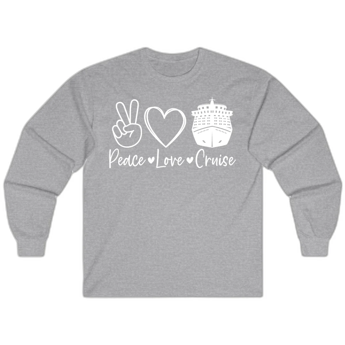 Peace Love Cruise Long Sleeve Tee in Sport Grey