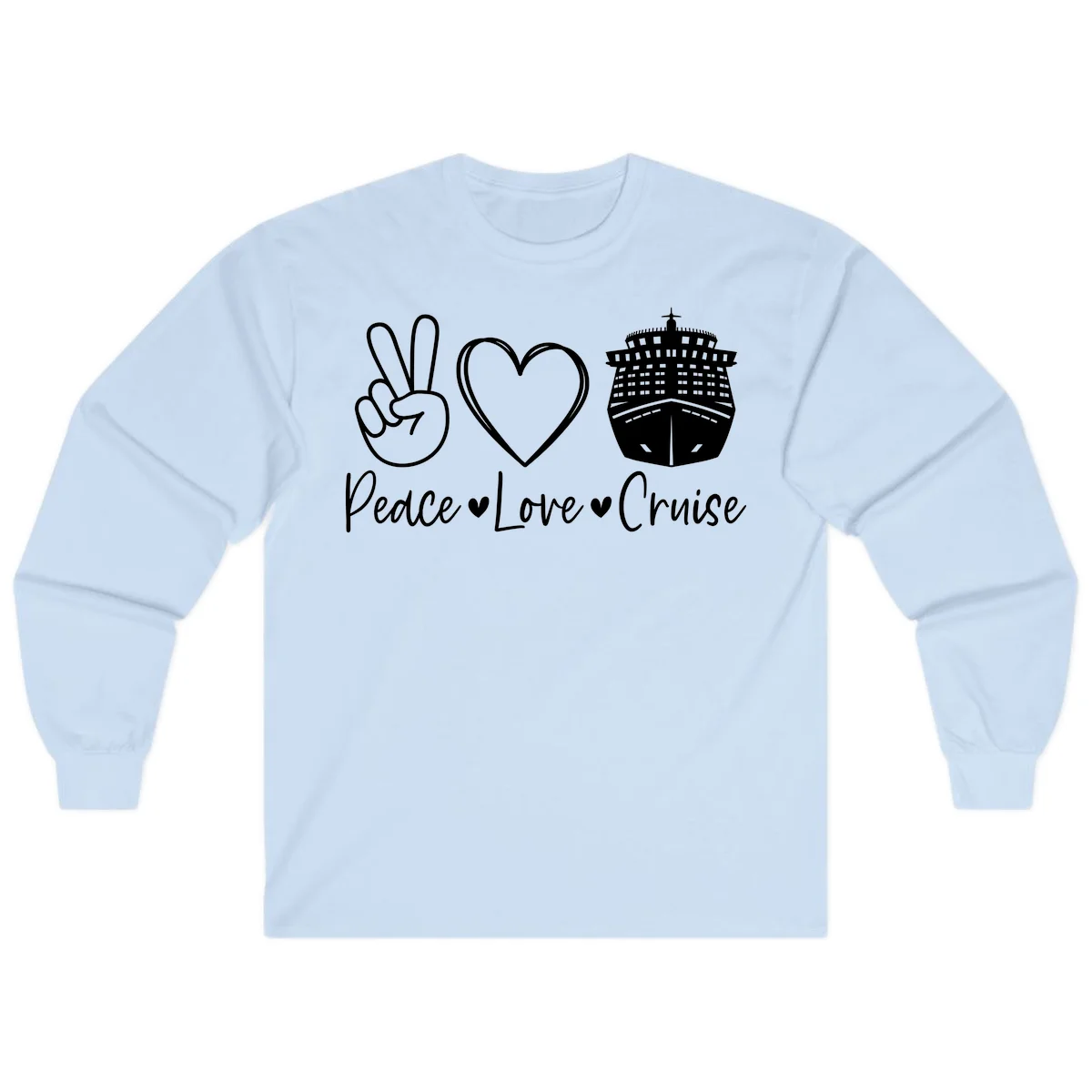 Peace Love Cruise Long Sleeve Tee in Light Blue