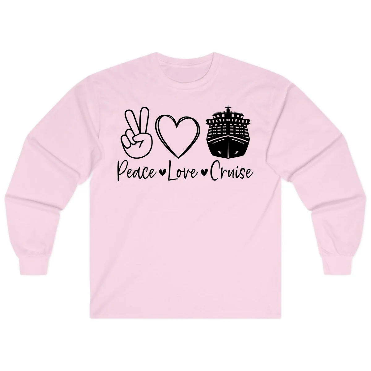 Peace Love Cruise Long Sleeve Tee in Light Pink