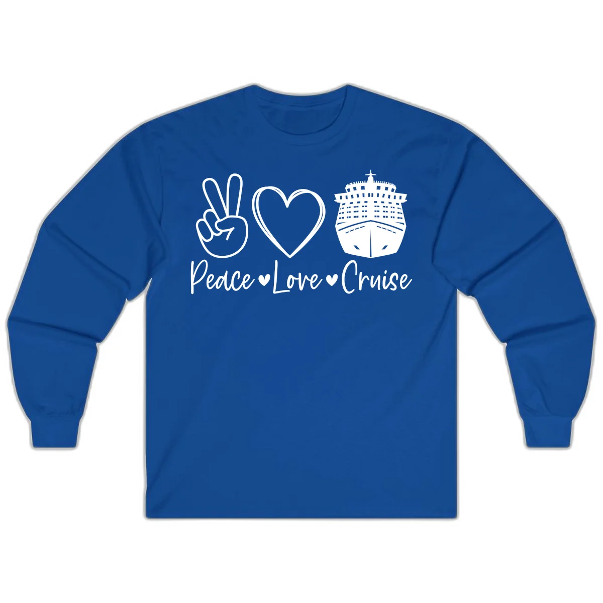 Peace Love Cruise Long Sleeve Tee in Royal
