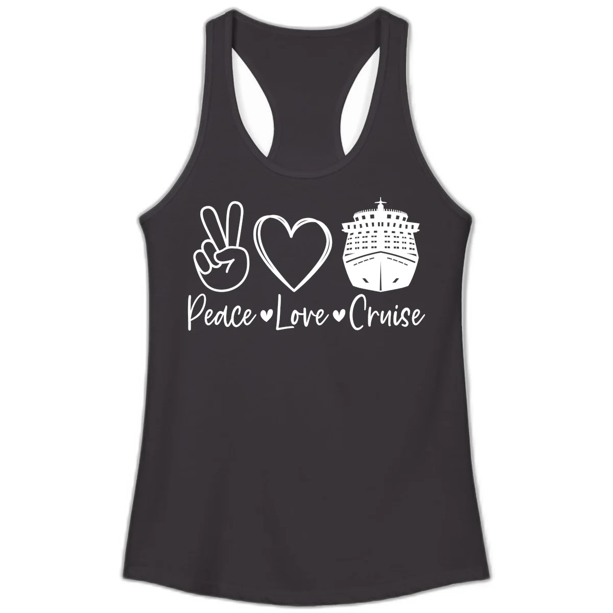 Peace Love Cruise Ladies Tank in Black