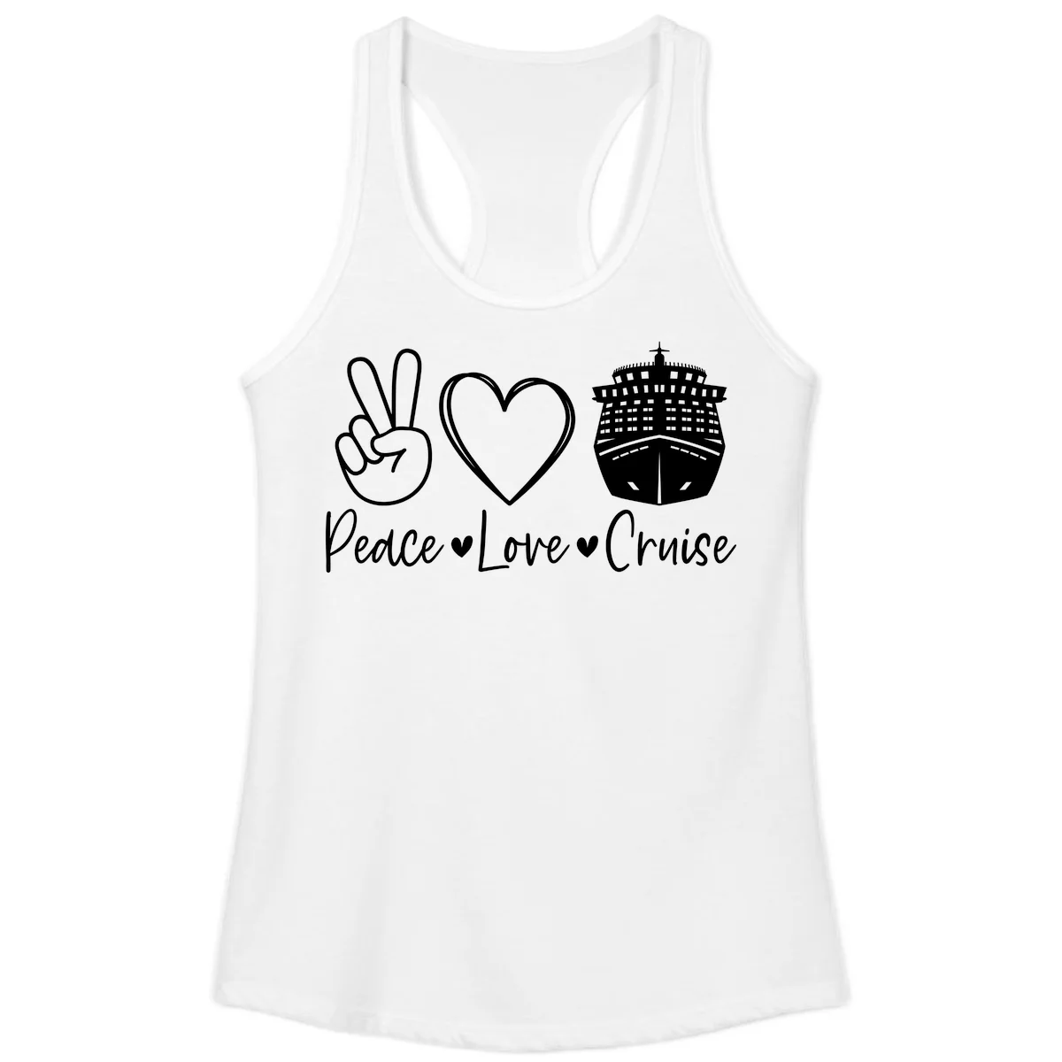 Peace Love Cruise Ladies Tank in White