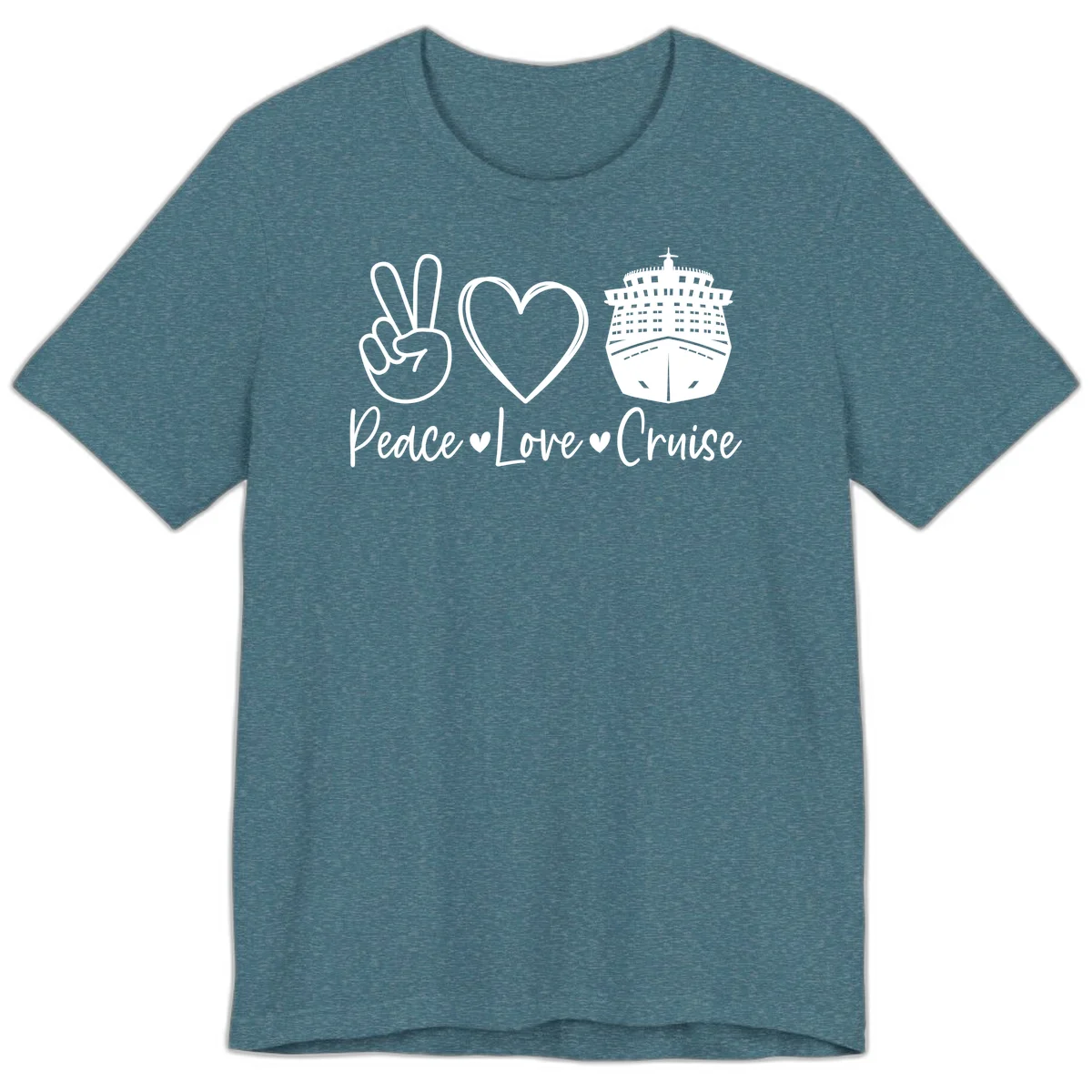 Peace Love Cruise Premium T-Shirt in Heather Deep Teal