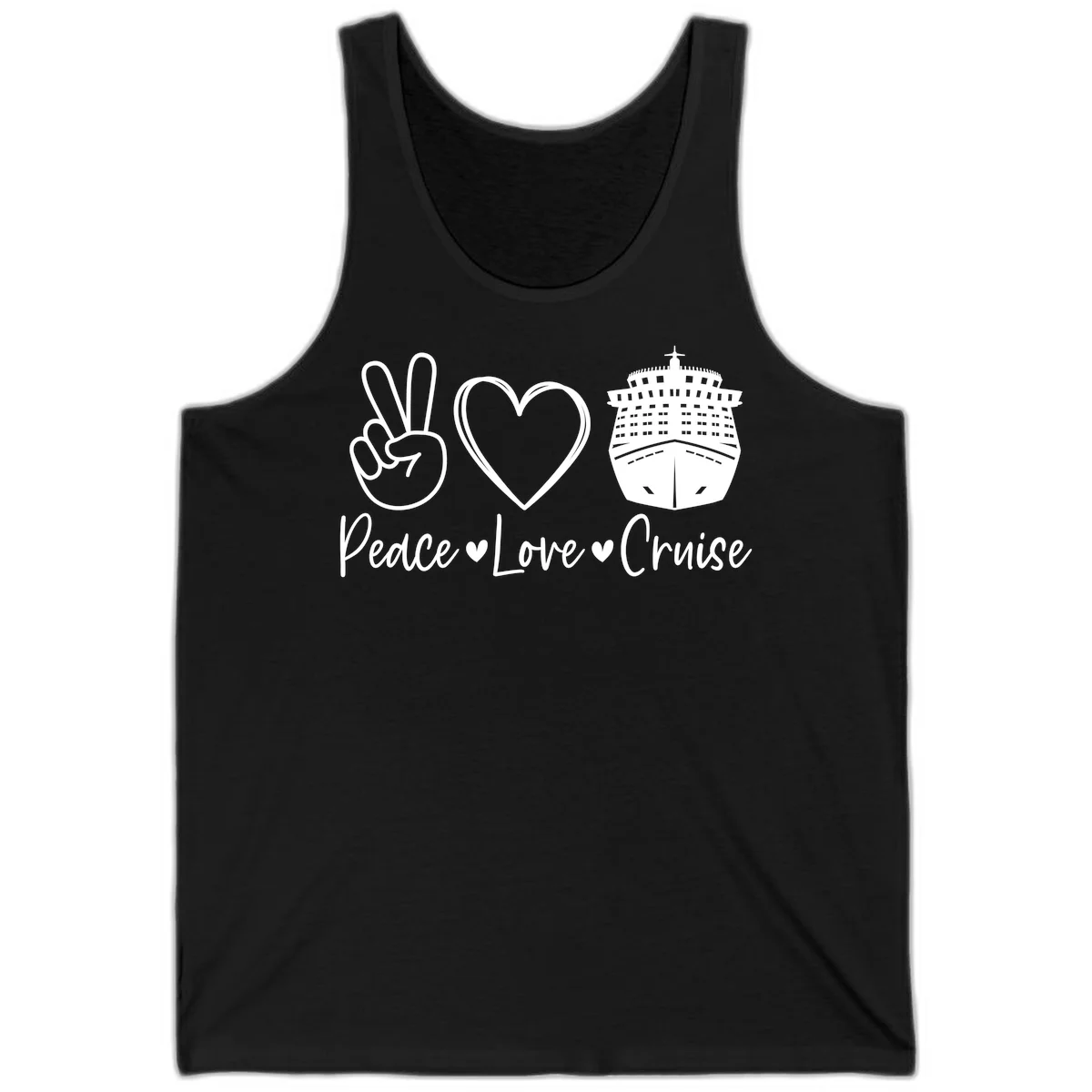 Peace Love Cruise Tank Top in Black