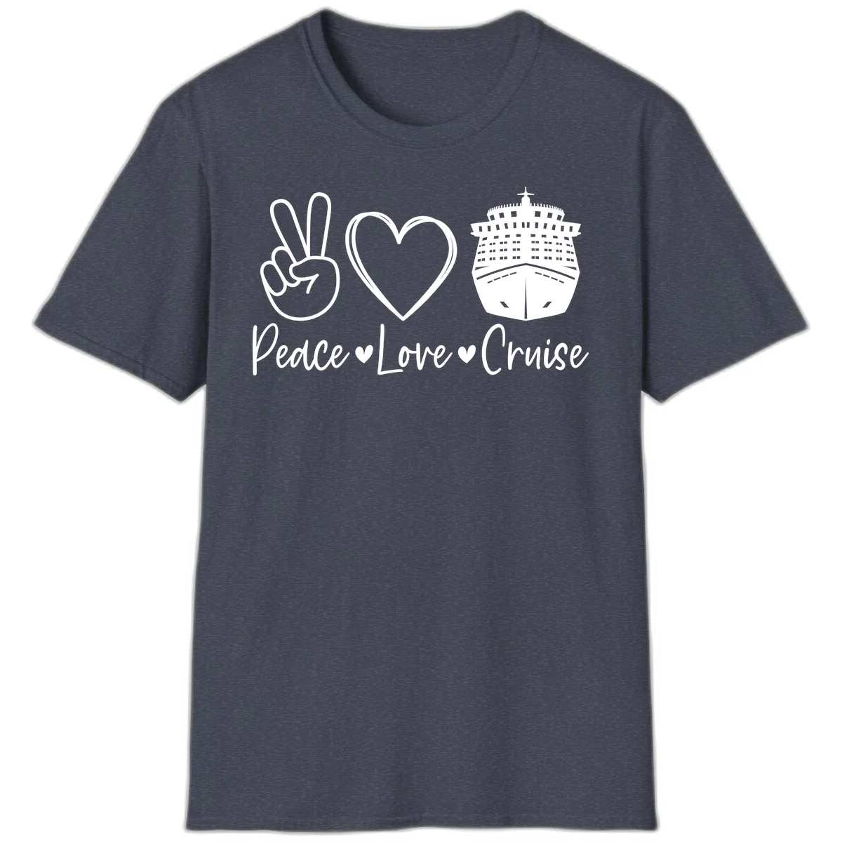 Peace Love Cruise T-Shirt in Heather Navy