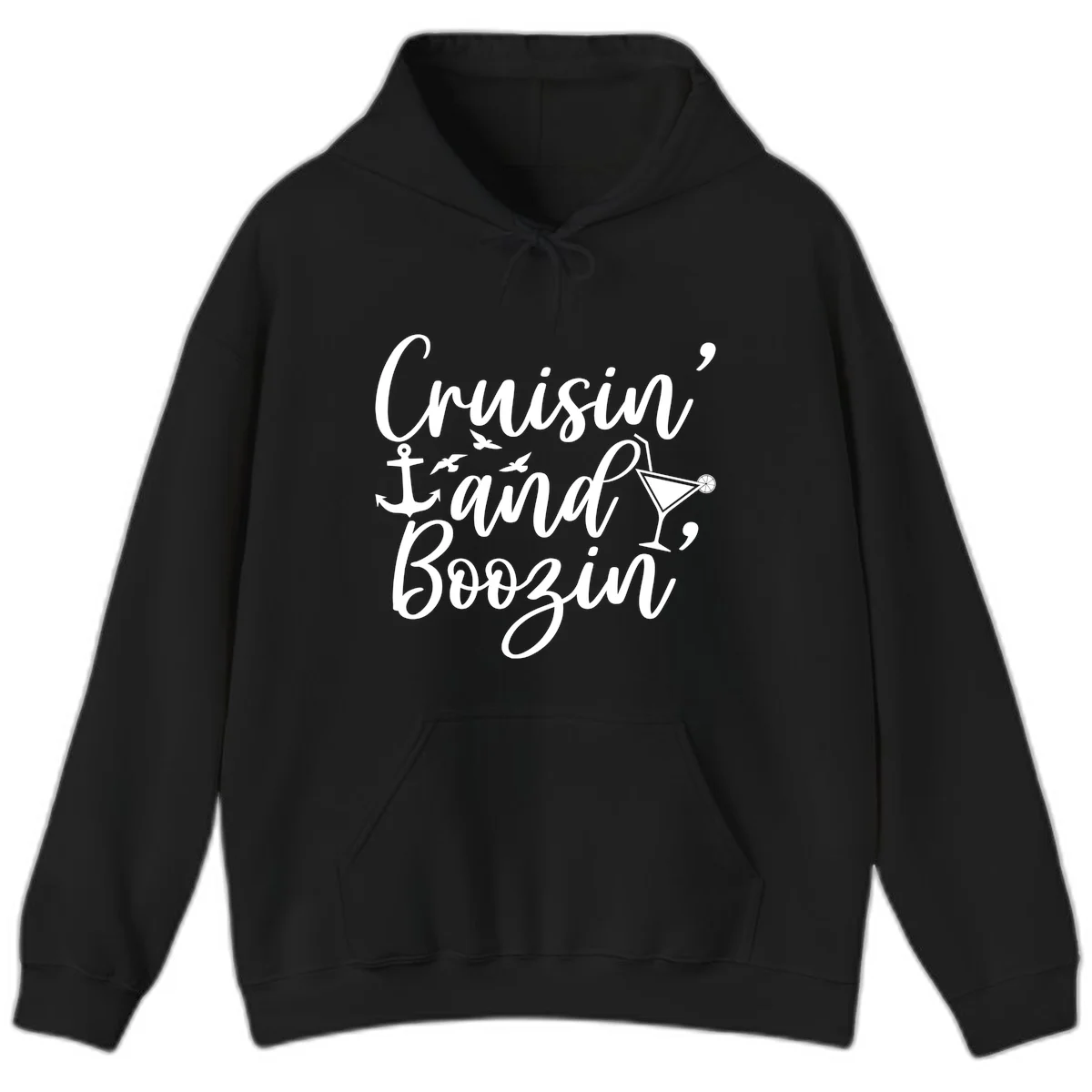 Cruisin' And Boozing Nautical Hoodie in Black
