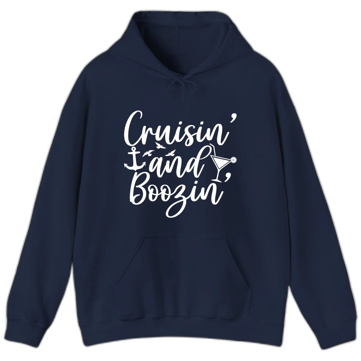 Cruisin' And Boozing Nautical Hoodie in Navy