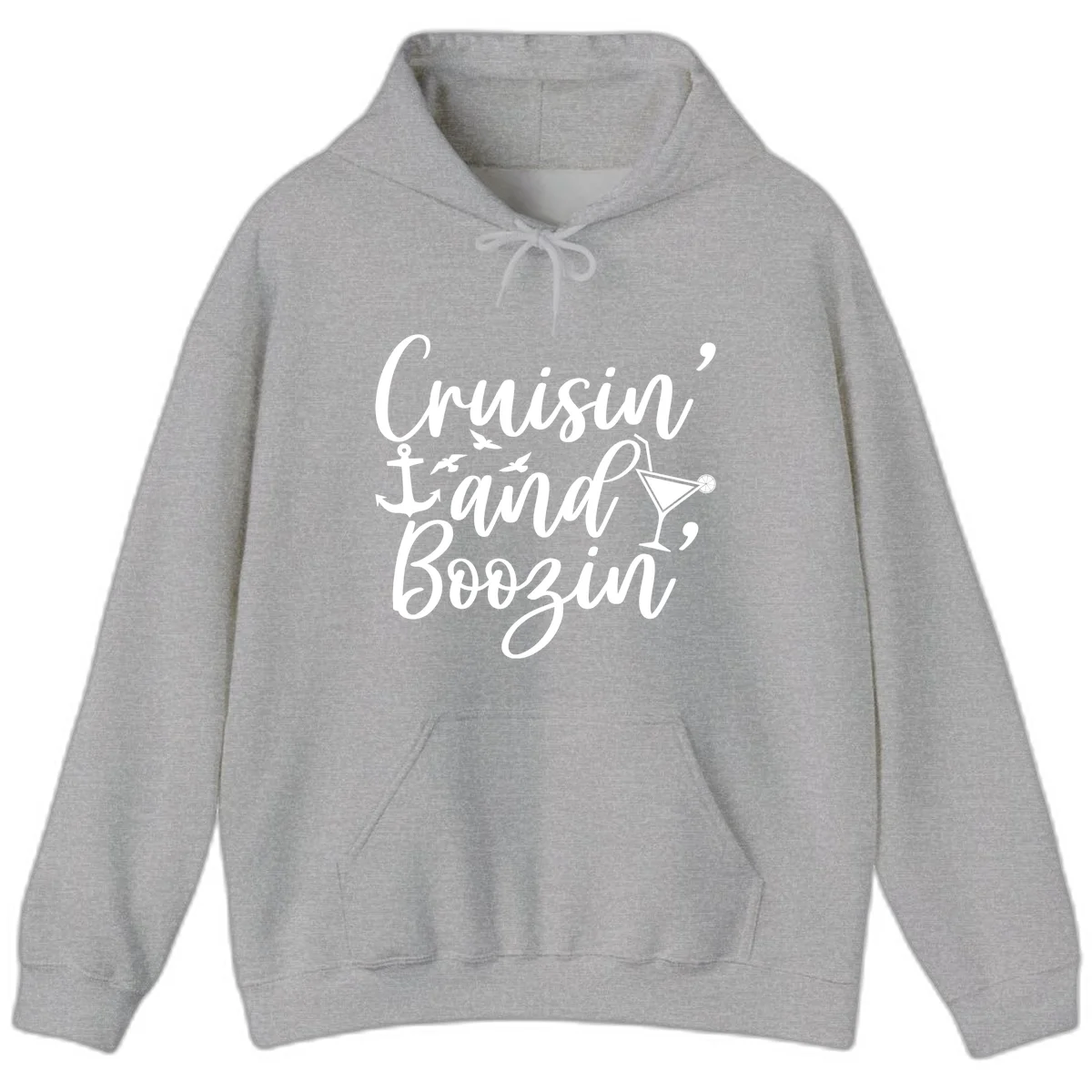 Cruisin' And Boozing Nautical Hoodie in Sport Grey