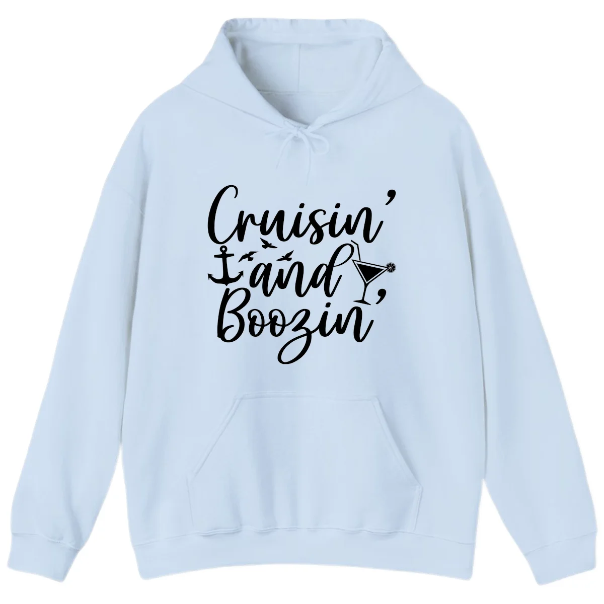 Cruisin' And Boozing Nautical Hoodie in Light Blue