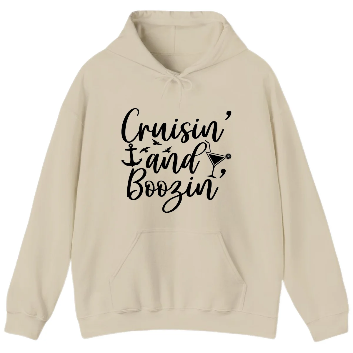 Cruisin' And Boozing Nautical Hoodie in Sand