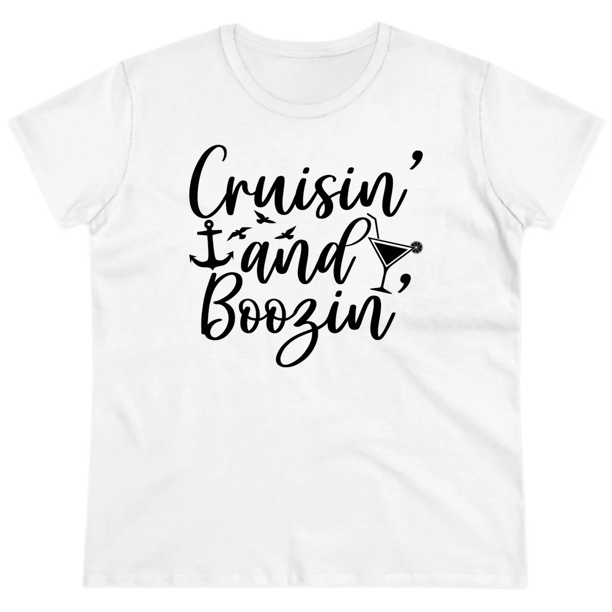 Cruisin' And Boozing Nautical Ladies Tee in White