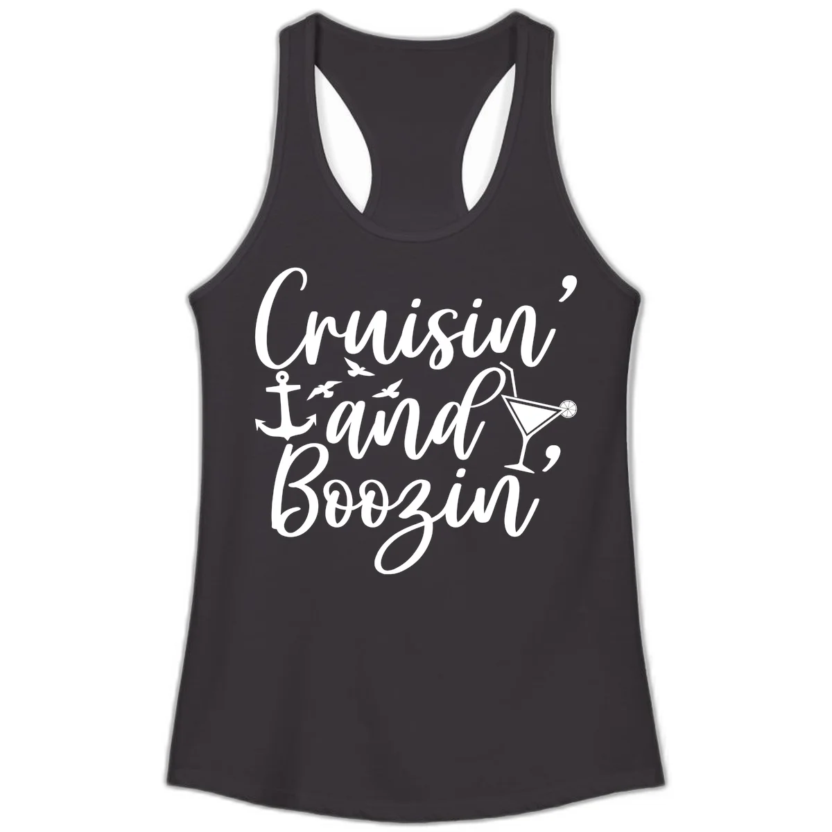 Cruisin' And Boozing Nautical Ladies Tank in Black