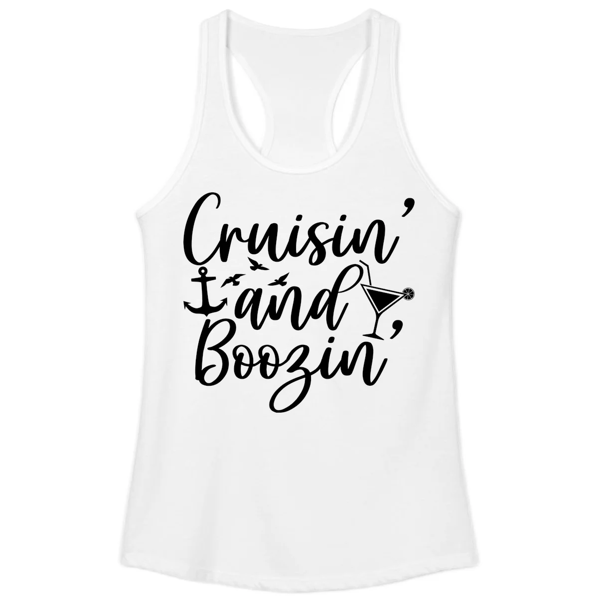 Cruisin' And Boozing Nautical Ladies Tank in White