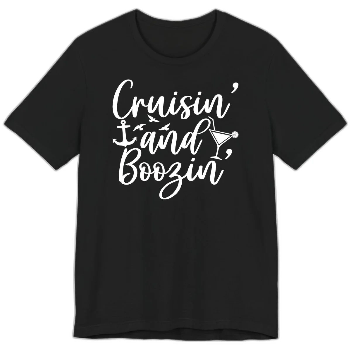 Cruisin' And Boozing Nautical Premium T-Shirt in Black