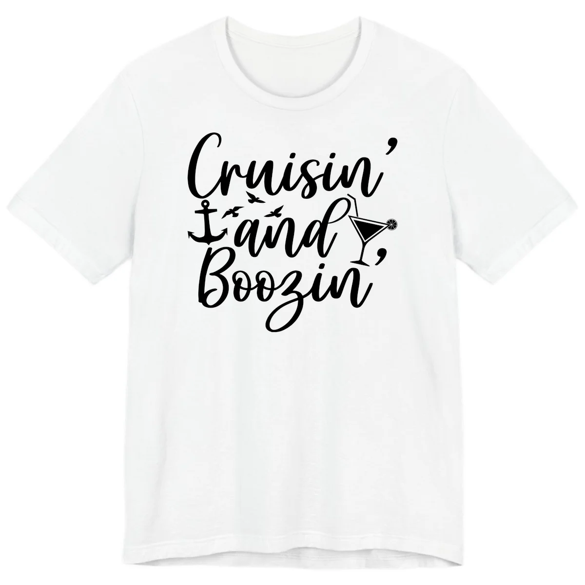 Cruisin' And Boozing Nautical Premium T-Shirt in White