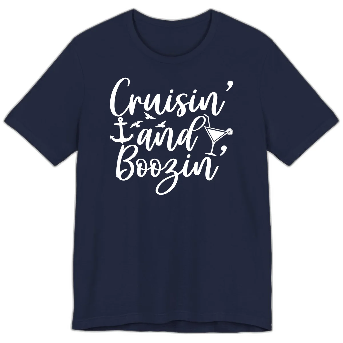 Cruisin' And Boozing Nautical Premium T-Shirt in Navy