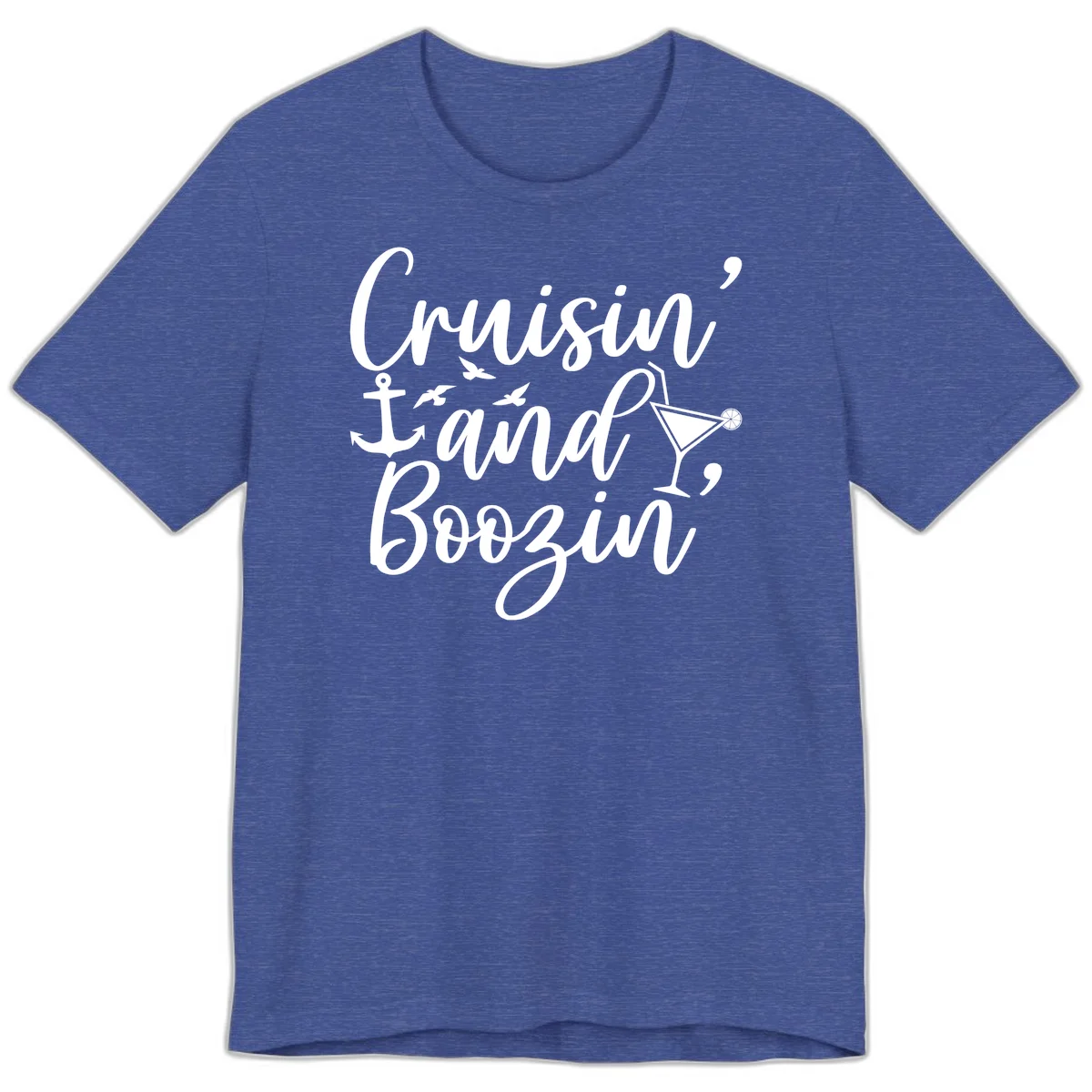 Cruisin' And Boozing Nautical Premium T-Shirt in Heather True Royal