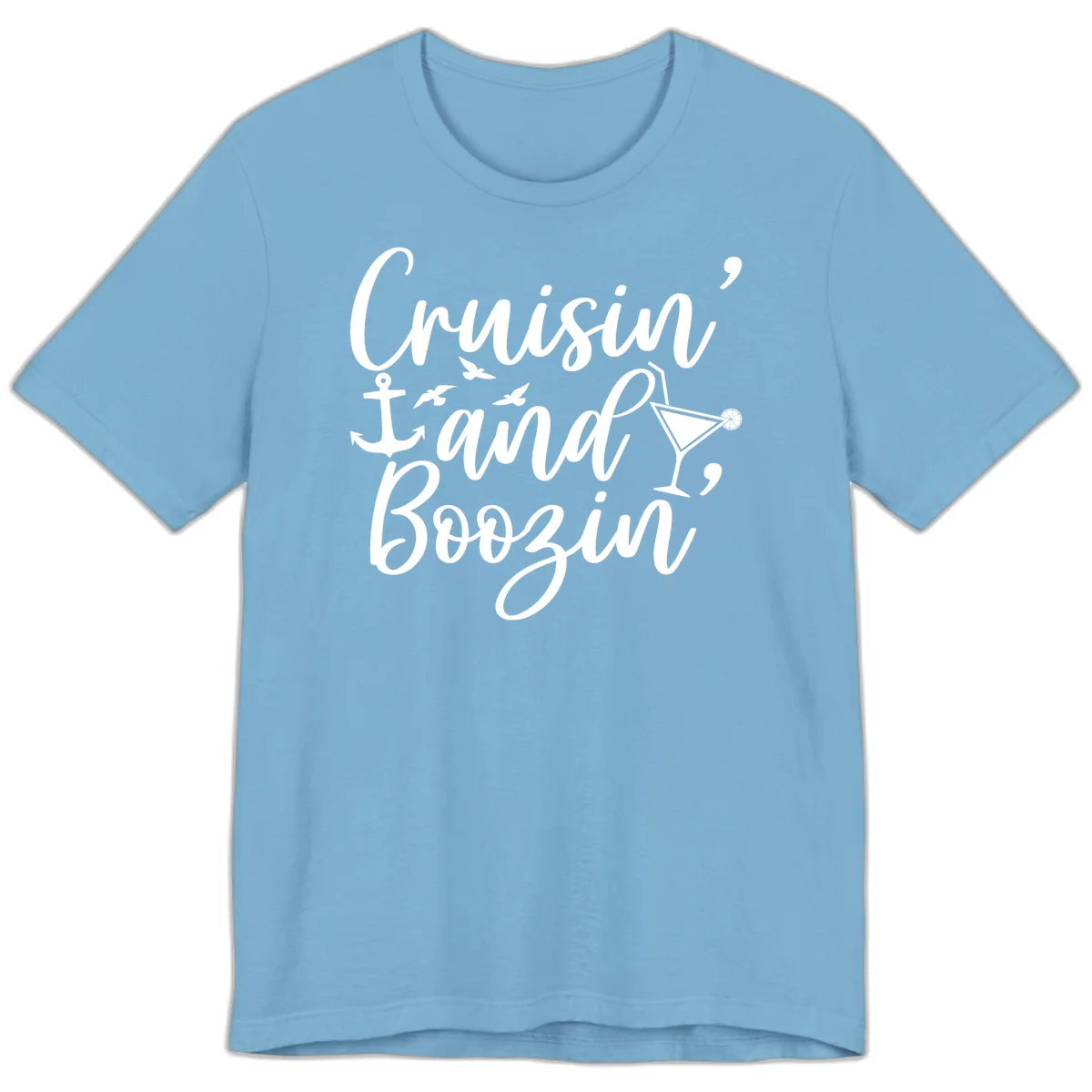 Cruisin' And Boozing Nautical Premium T-Shirt in Ocean Blue