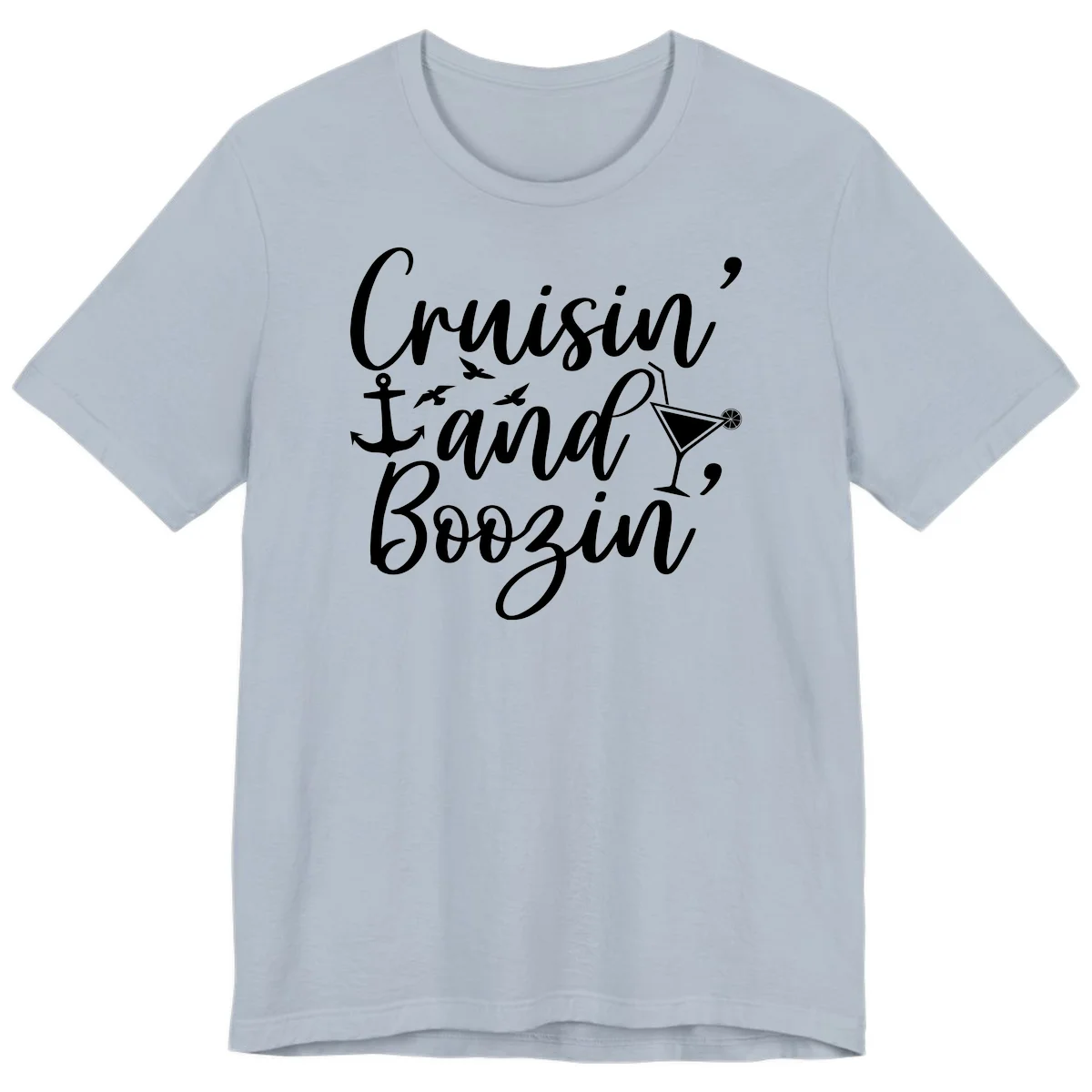 Cruisin' And Boozing Nautical Premium T-Shirt in Light Blue