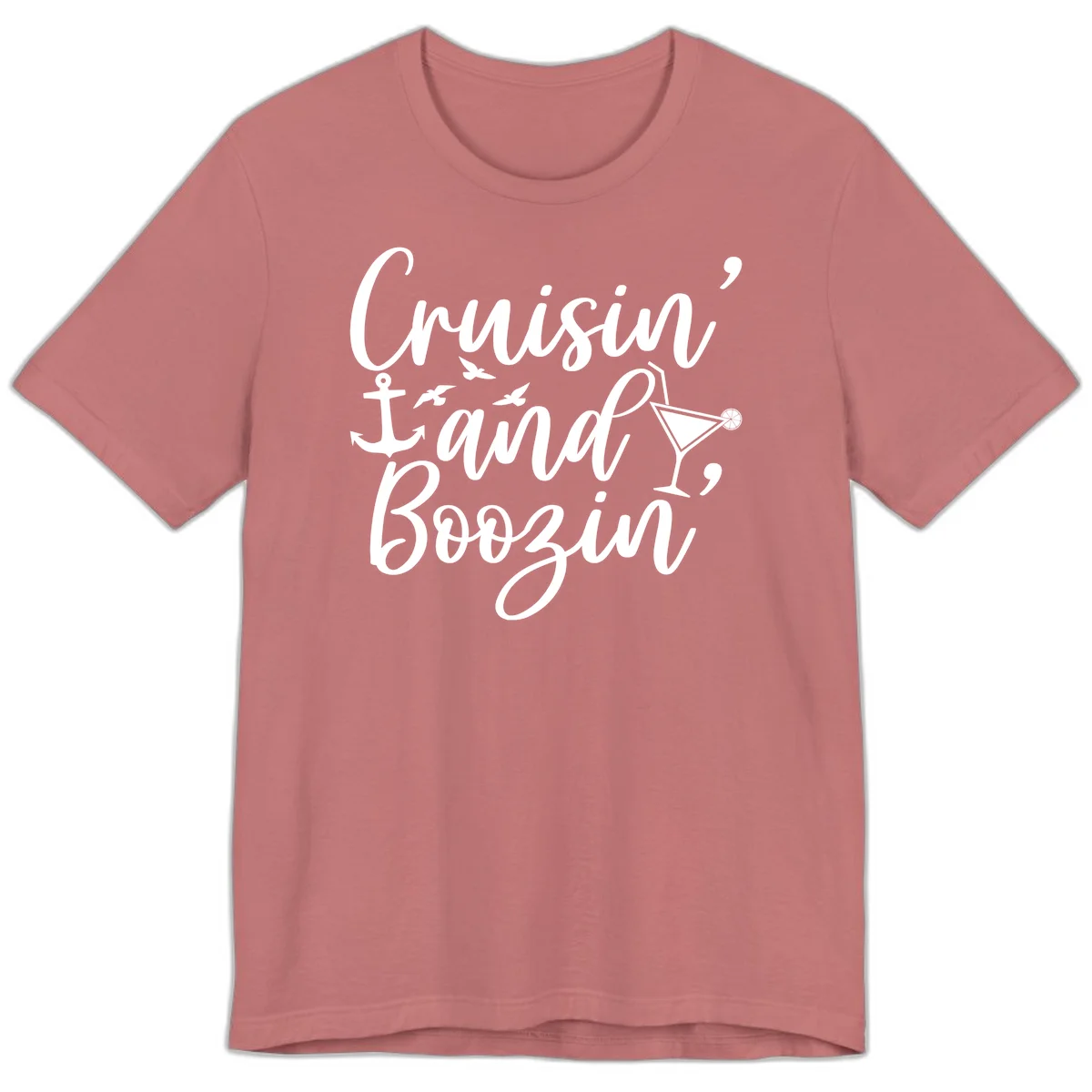 Cruisin' And Boozing Nautical Premium T-Shirt in Mauve