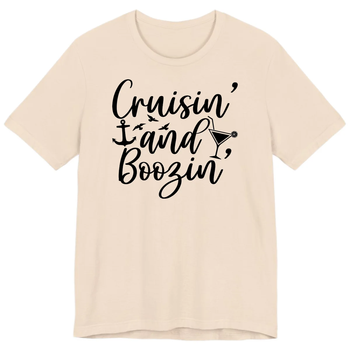 Cruisin' And Boozing Nautical Premium T-Shirt in Soft Cream