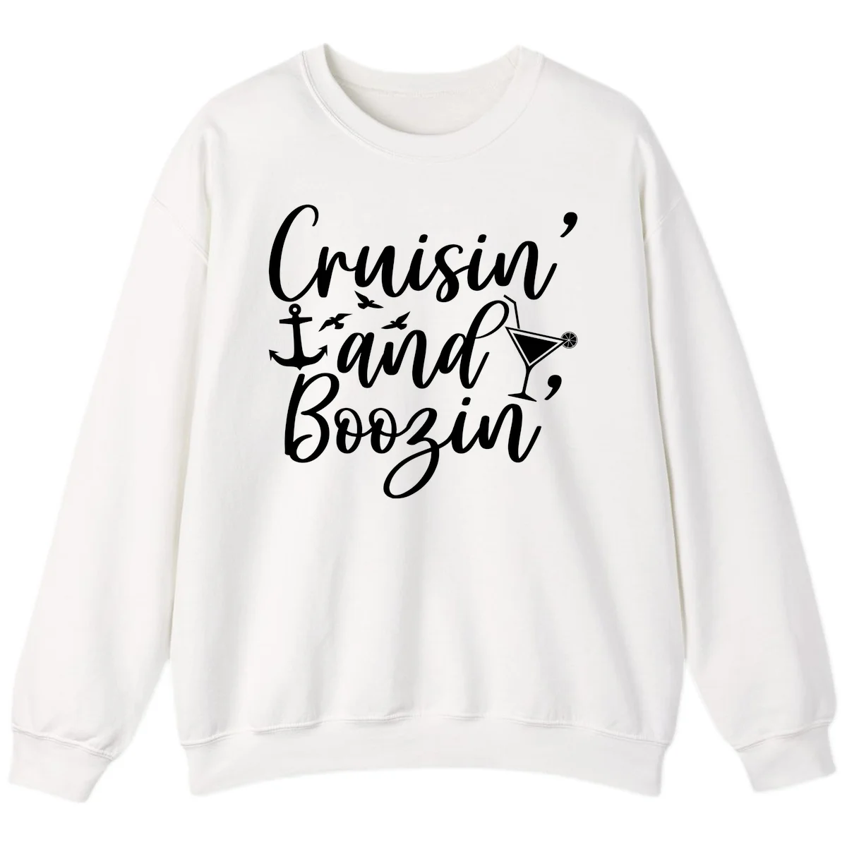 Cruisin' And Boozing Nautical Sweatshirt in White
