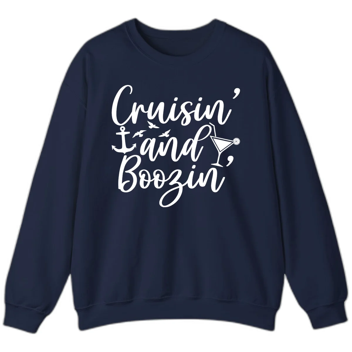 Cruisin' And Boozing Nautical Sweatshirt in Navy