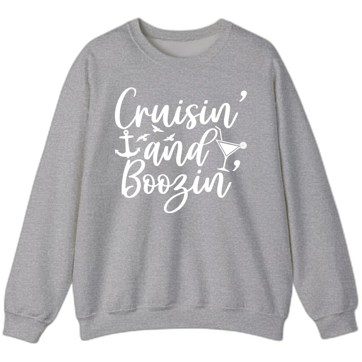Cruisin' And Boozing Nautical Sweatshirt in Sport Grey