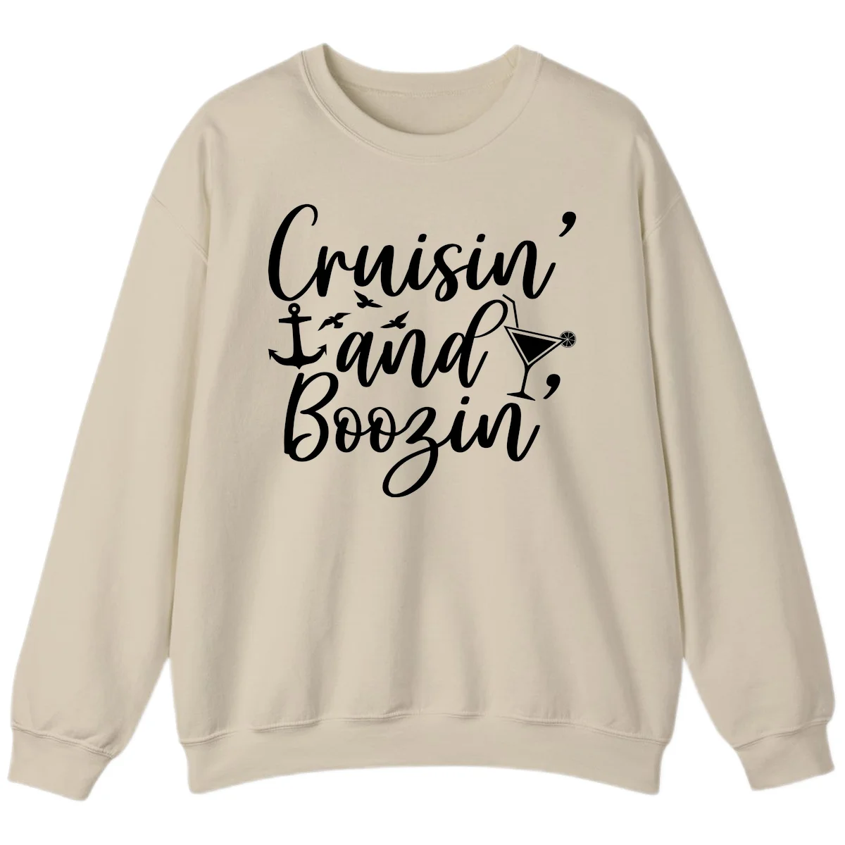 Cruisin' And Boozing Nautical Sweatshirt in Sand